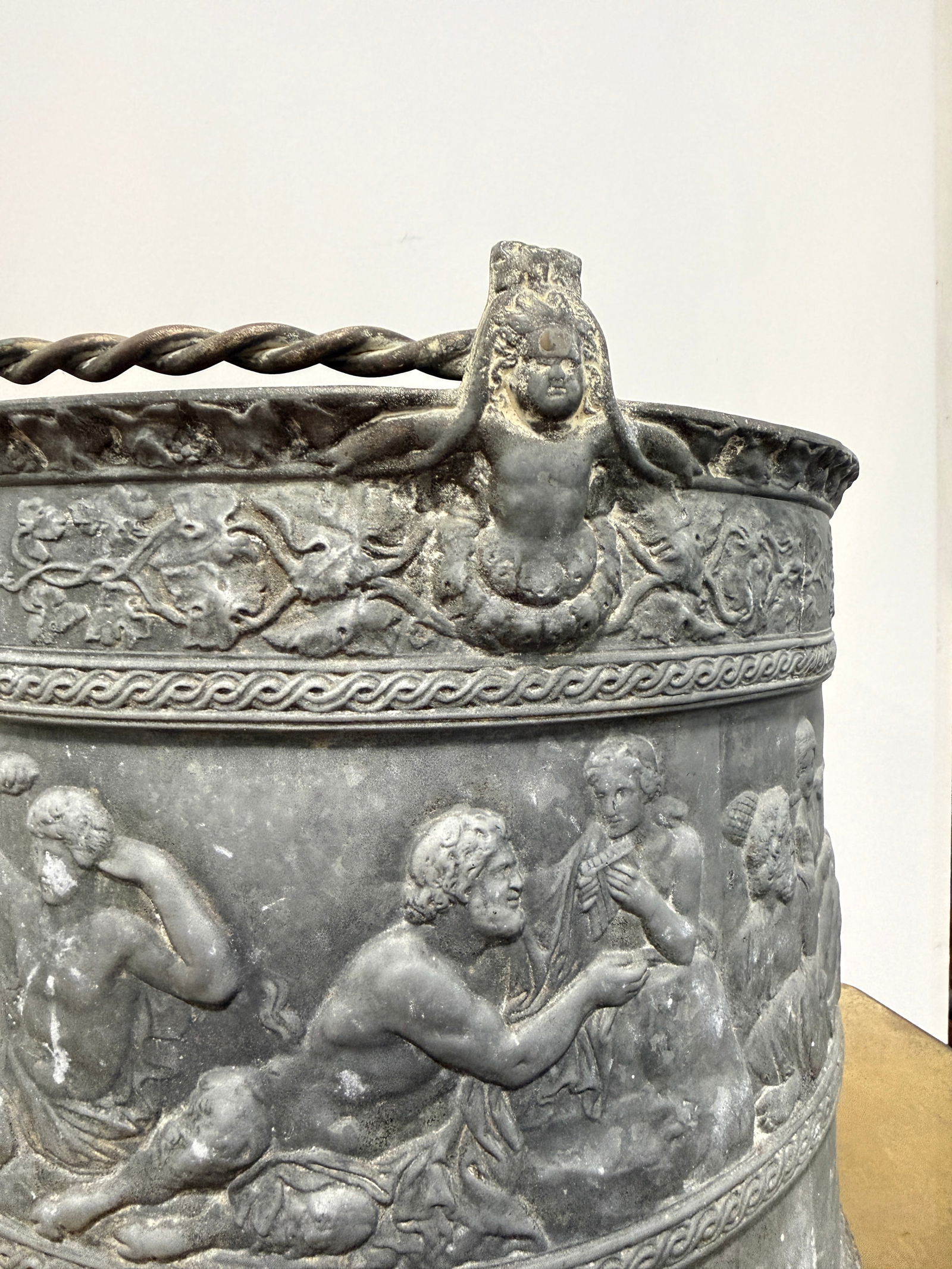 Georgian or French Neoclassical Cast Lead Bacchanal Cachepot, 19th Century - 2
