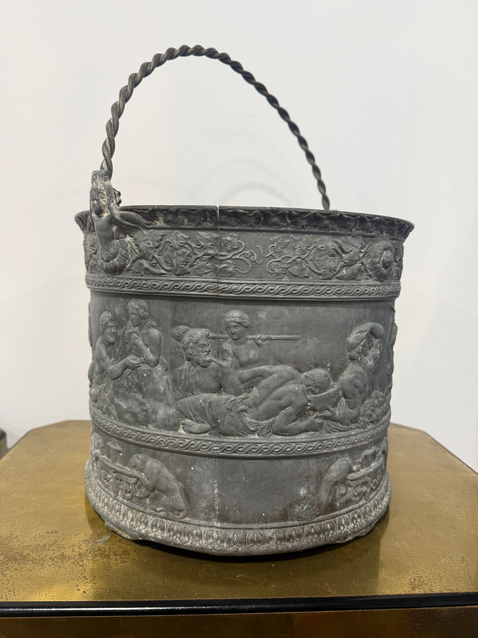 Georgian or French Neoclassical Cast Lead Bacchanal Cachepot, 19th Century - 3