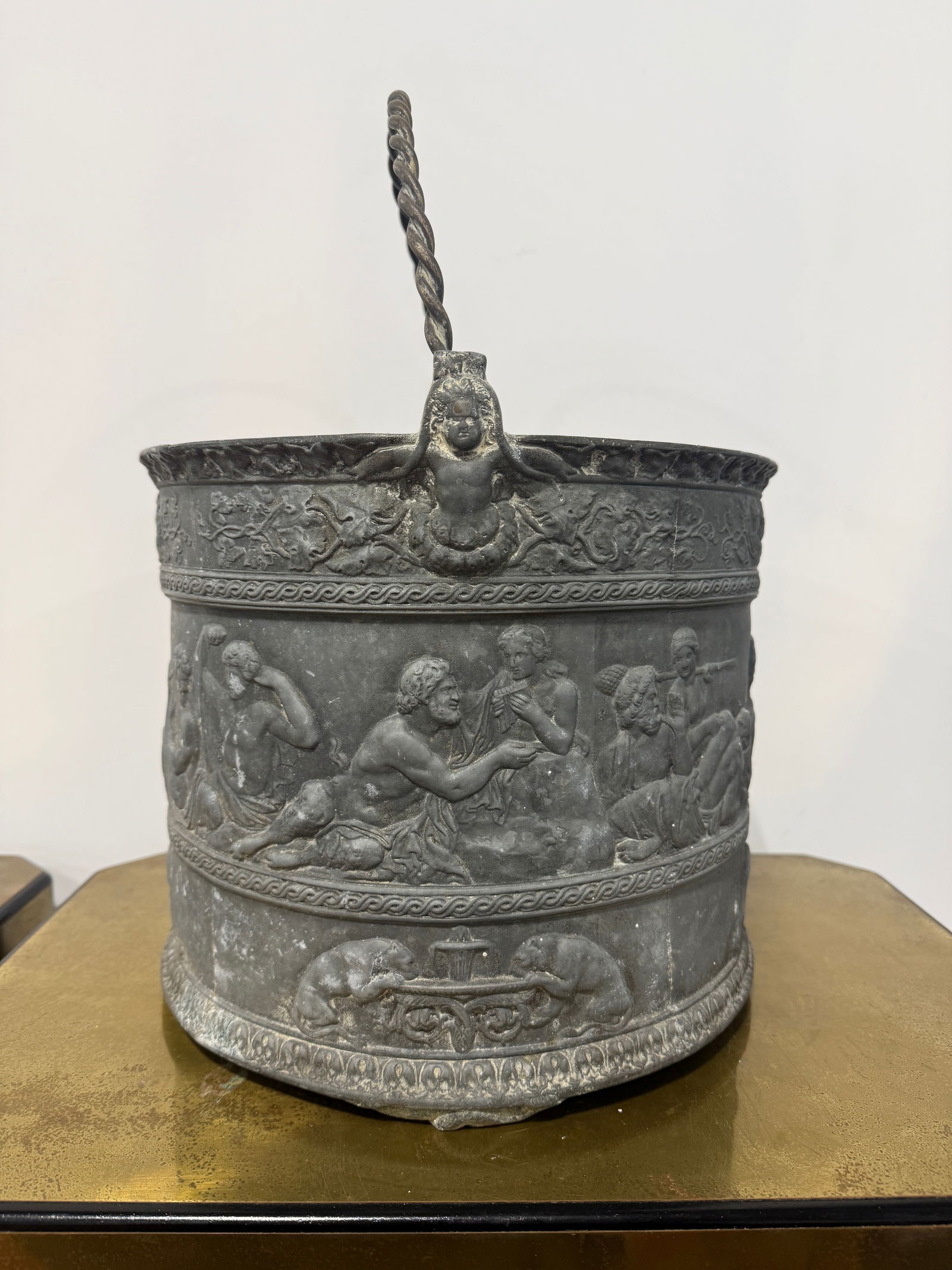 Georgian or French Neoclassical Cast Lead Bacchanal Cachepot, 19th Century - 4