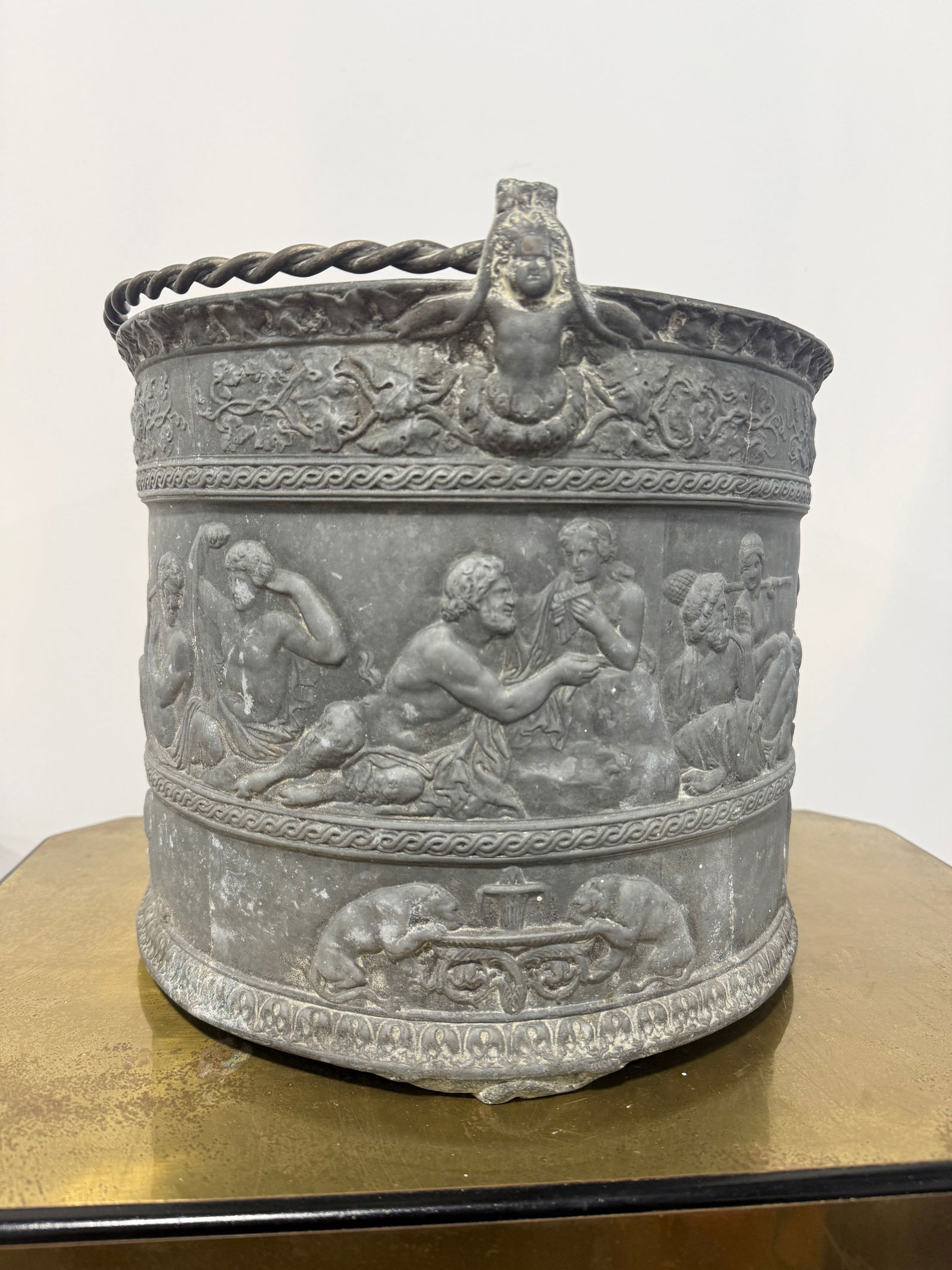 Georgian or French Neoclassical Cast Lead Bacchanal Cachepot, 19th Century - 5
