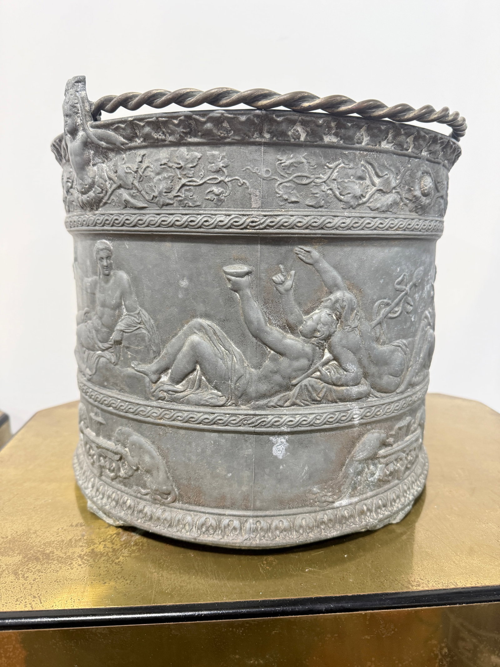 Georgian or French Neoclassical Cast Lead Bacchanal Cachepot, 19th Century - 8