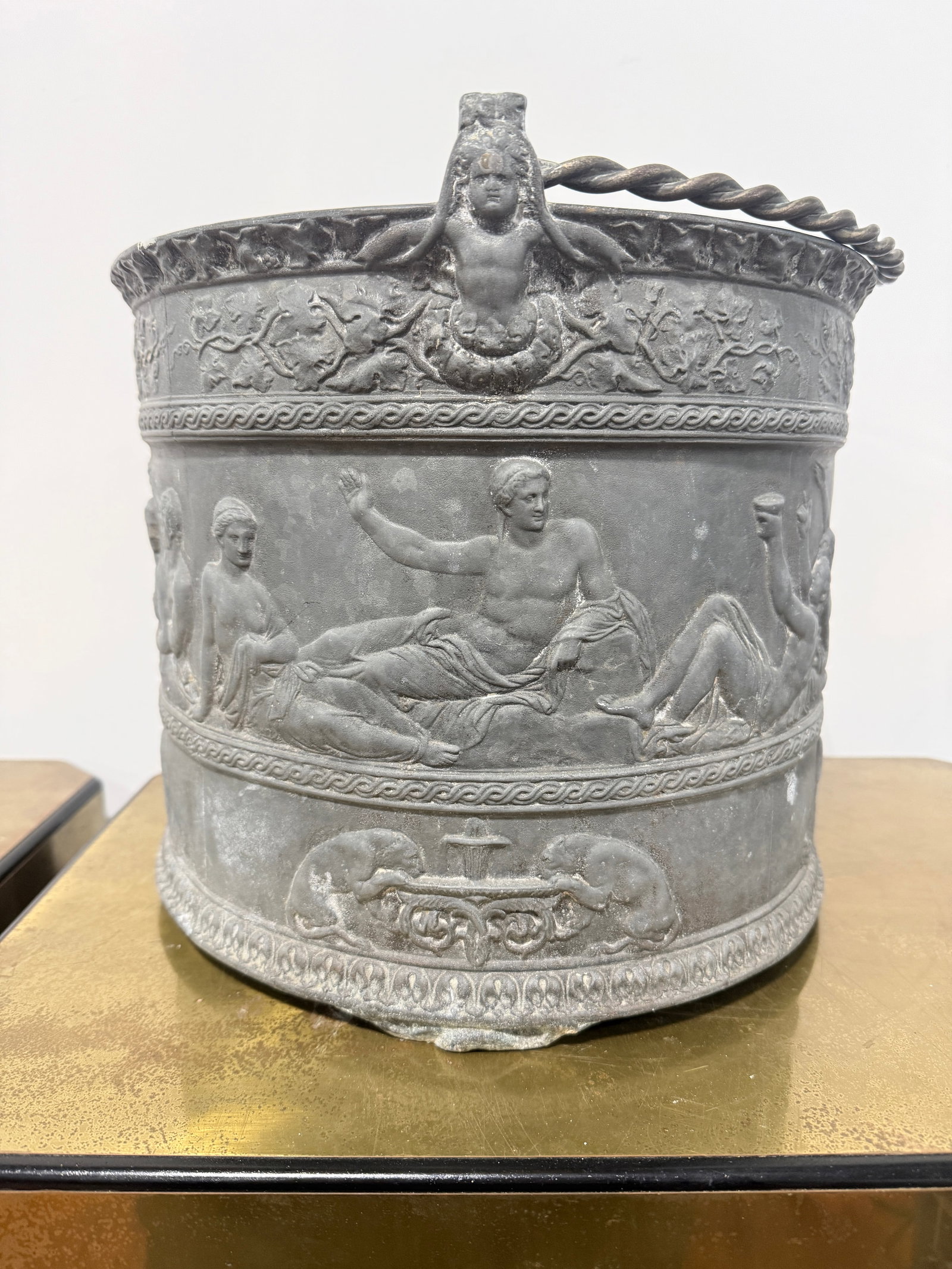 Georgian or French Neoclassical Cast Lead Bacchanal Cachepot, 19th Century - 9