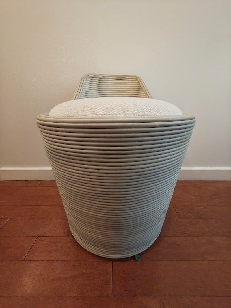 Palecek Enzo Swivel Stool Whitewash Pole Rattan - 3