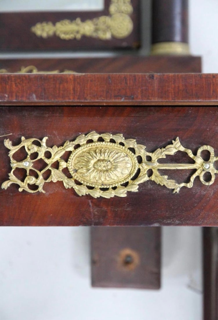 Early 19th Century Swedish or French Empire Majohamy and Gilt Pier or Dressing Table With Mirror - 5