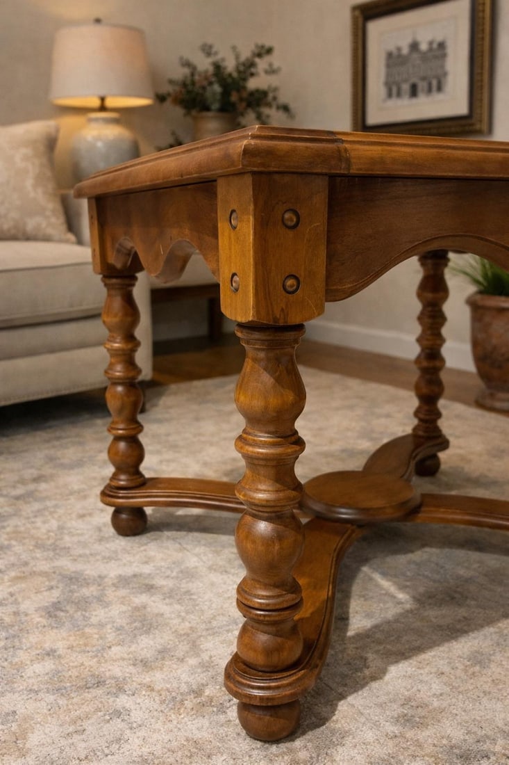 Late 20th Century Spanish Revival Style Smoked Glass Top Accent Table With X-Stretcher Base - 8