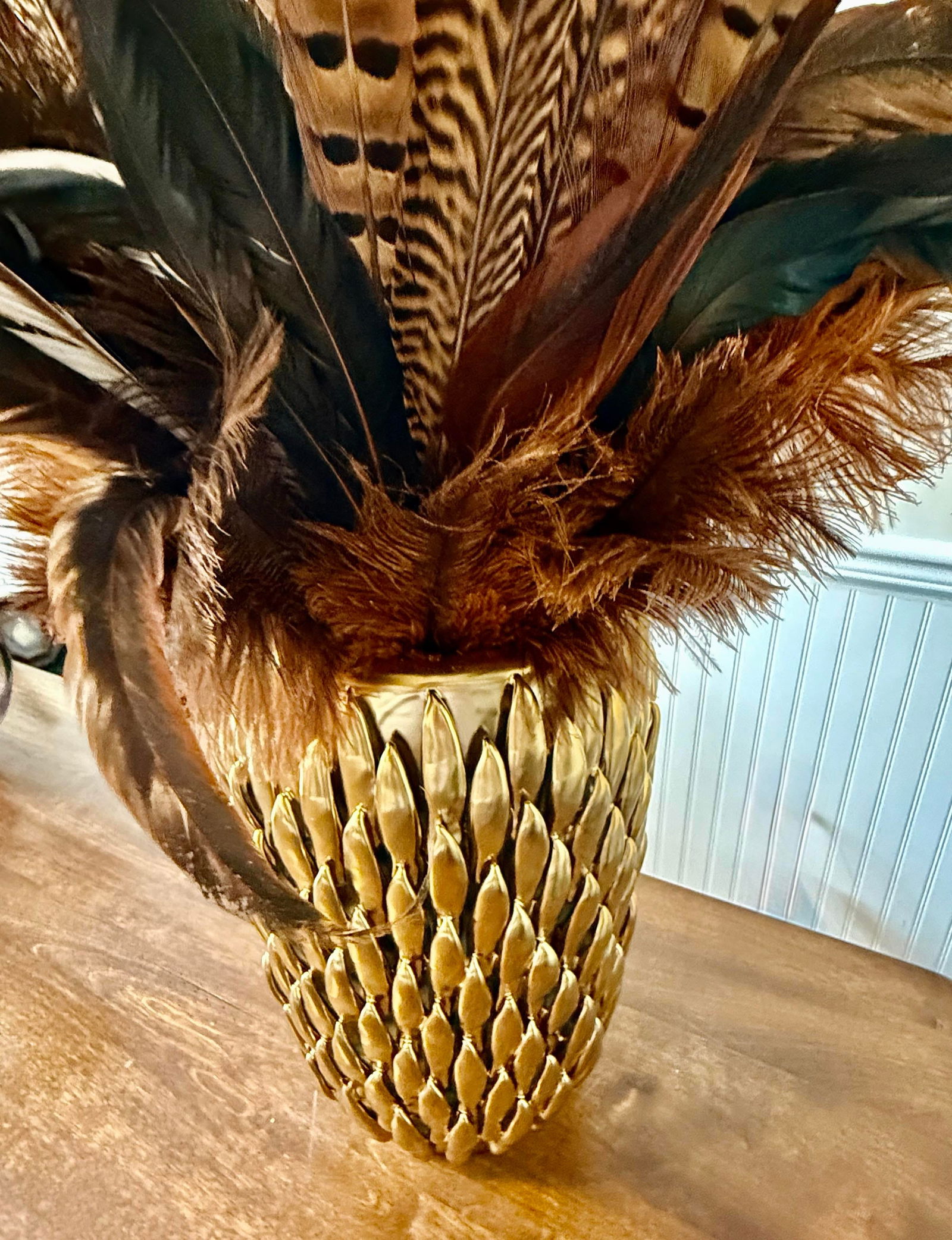 Pheasant Feather Decorative Vase - 2