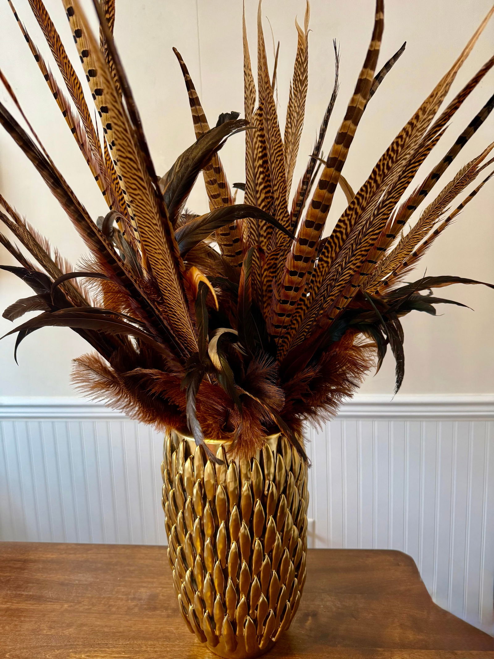 Pheasant Feather Decorative Vase - 3