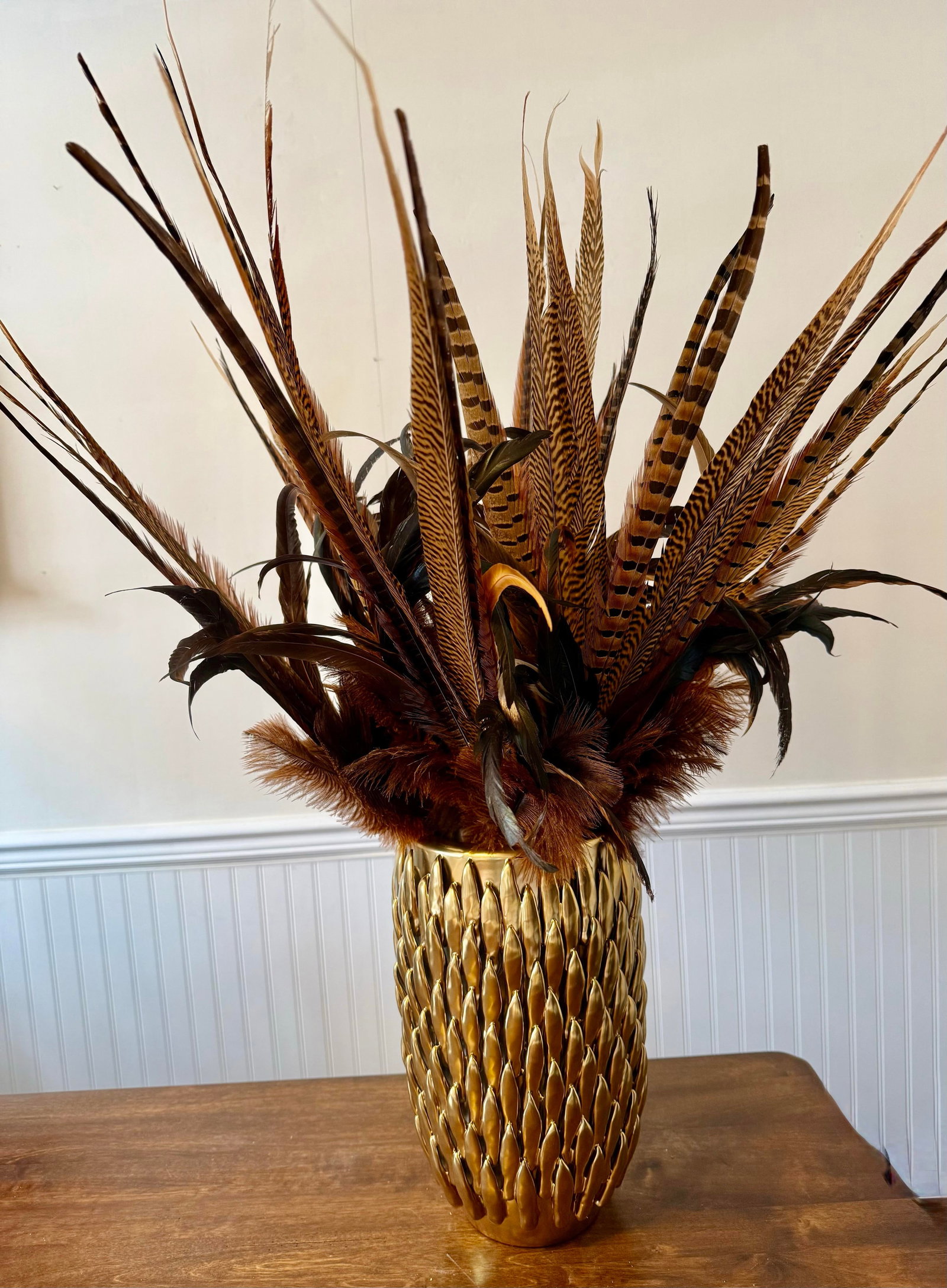 Pheasant Feather Decorative Vase - 5