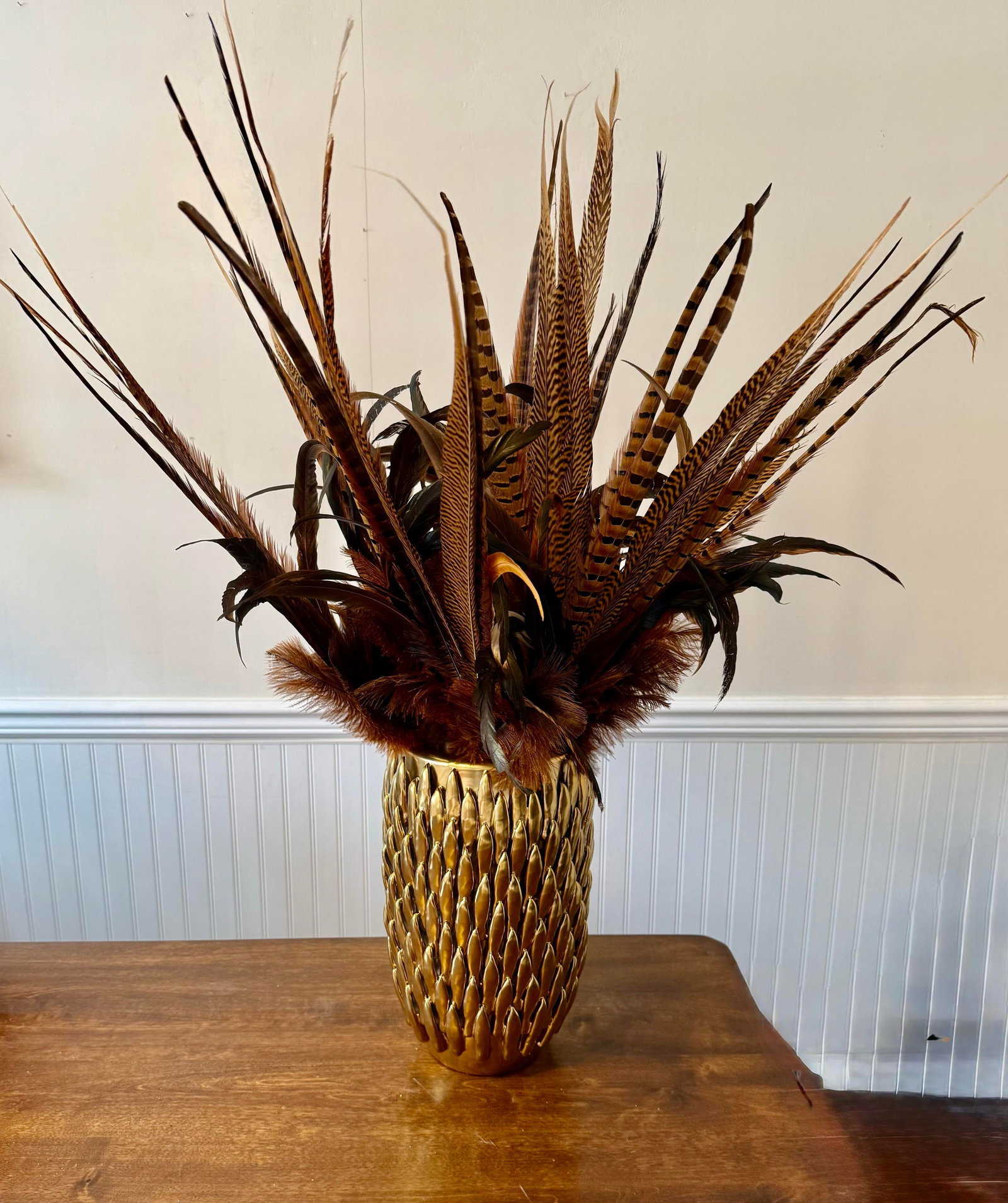 Pheasant Feather Decorative Vase - 8