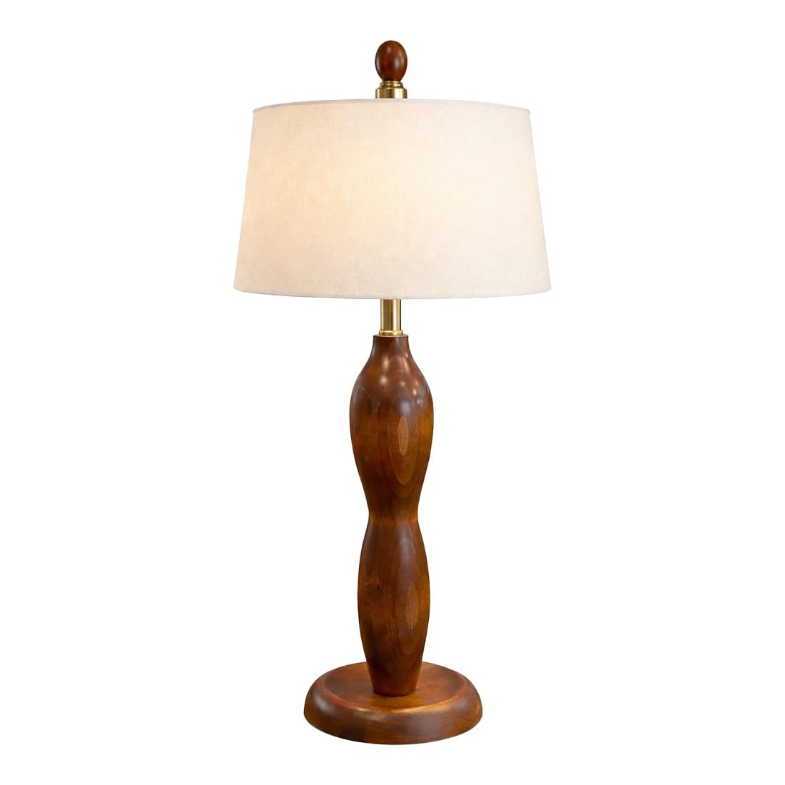 Late 20th Century Mid-Century Modern Sculpted Walnut Table Lamp – 30" Tall: Sculptural 30" mid-century modern walnut table lamp with beautifully turned hourglass form and rich wood grain. â¸» Full Description A sculptural mid-century modern table lamp crafted i