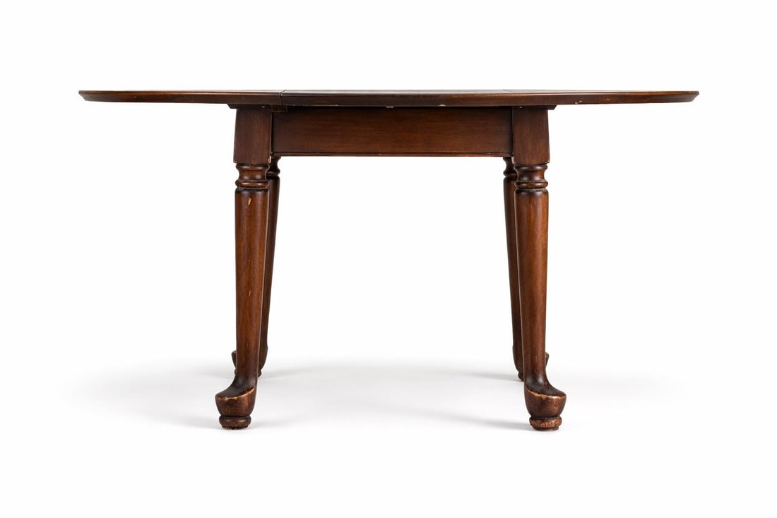 1930s Tryner-Fletcher Co. Los Angeles Solid Wood Drop-Leaf Coffee Table – 48" Round - 5