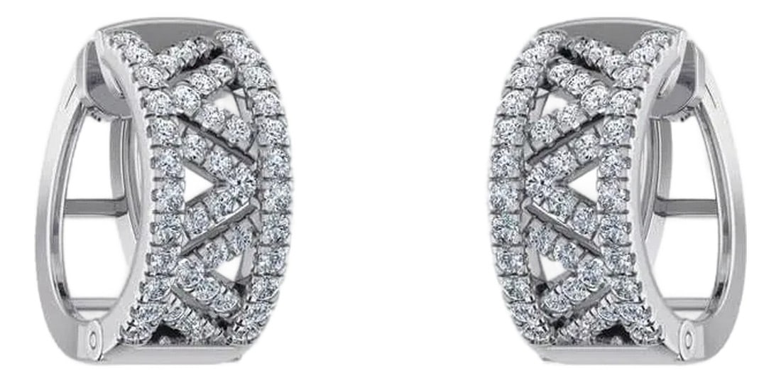 10K White Gold Womens Round Diamond Small Huggies Earrings 7/8 Cttw, A Pair: This 10K White Gold Womens Round Diamond Small Huggies Earrings 7/8 Cttw is a refined diamond ring crafted in premium 14K gold and set with round brilliant diamonds. Designed for engagements, annivers
