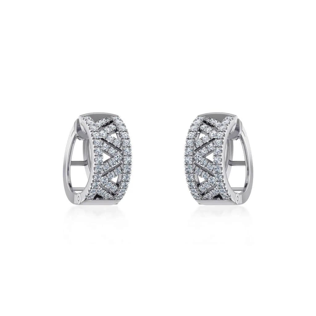10K White Gold Womens Round Diamond Small Huggies Earrings 7/8 Cttw, A Pair - 3