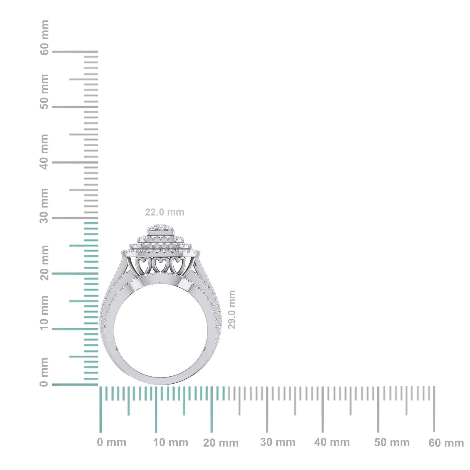 10K White Gold Round Diamond Square Shape Designer Womens Ring SZ 7 1-5/8 Cttw - 2