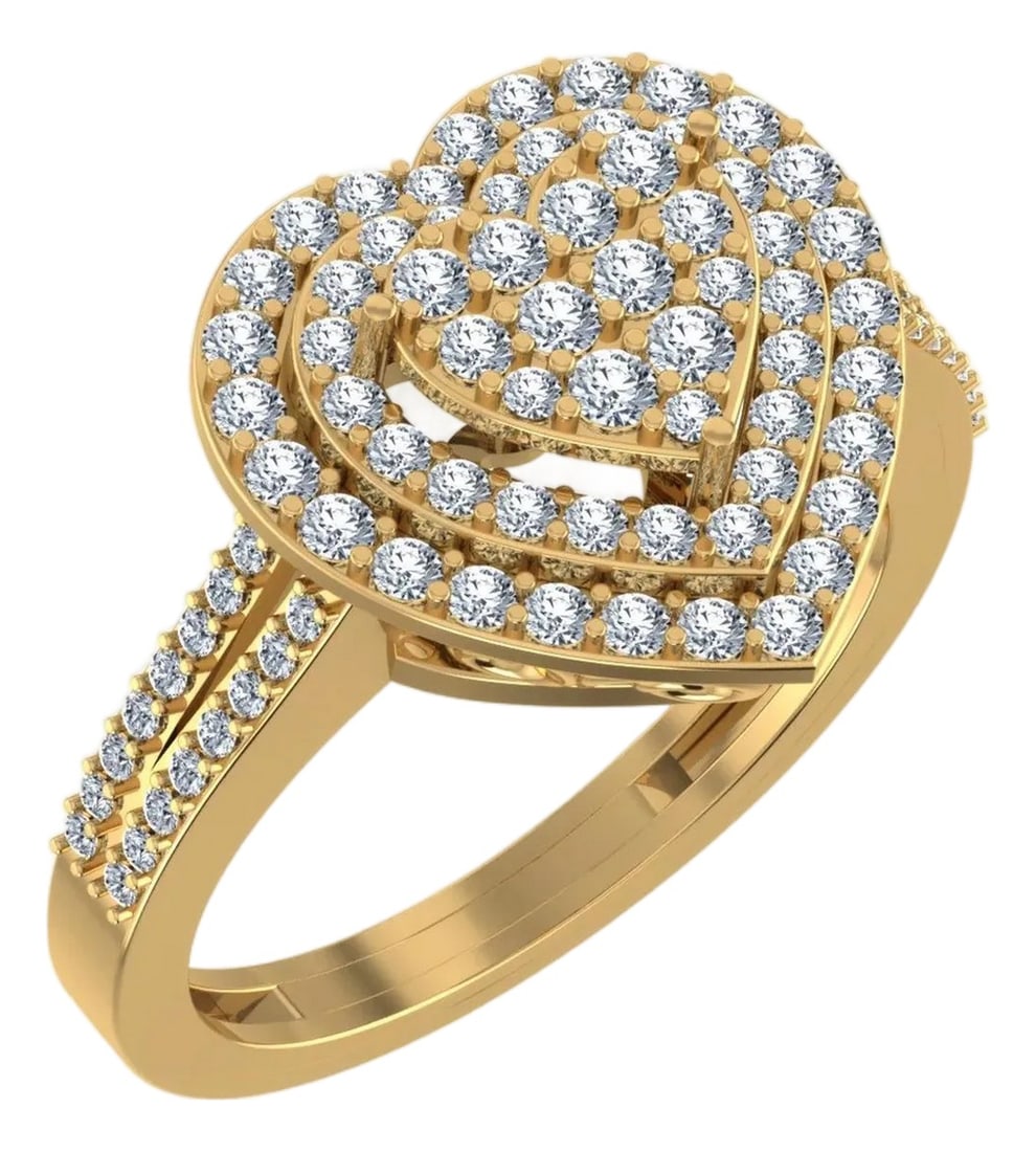 10K Yellow Gold Round Diamond Designer Size 7 Head Ladies Ring 1-1/2 Cttw: This 10K Yellow Gold Round Diamond Designer Sz 7 Head Ladies Ring 1-1/2 Cttw is a refined diamond ring crafted in premium 18K gold and set with round brilliant diamonds. Designed for engagements, anni