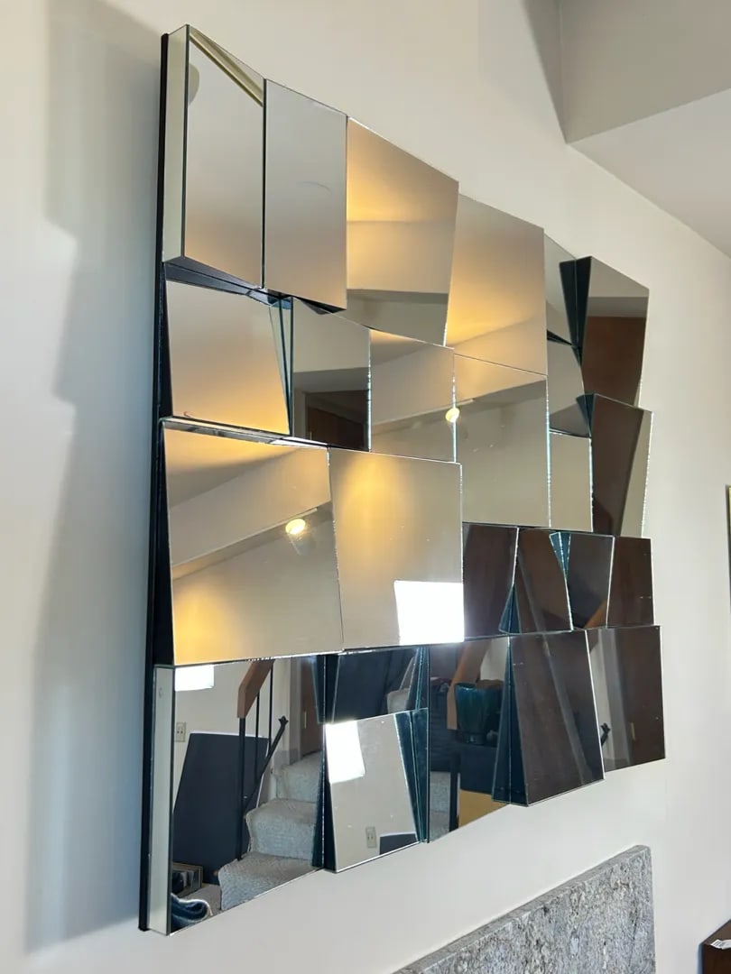 1970s Neal Small Style Large Faceted "Slopes" Wall Mirror - 2