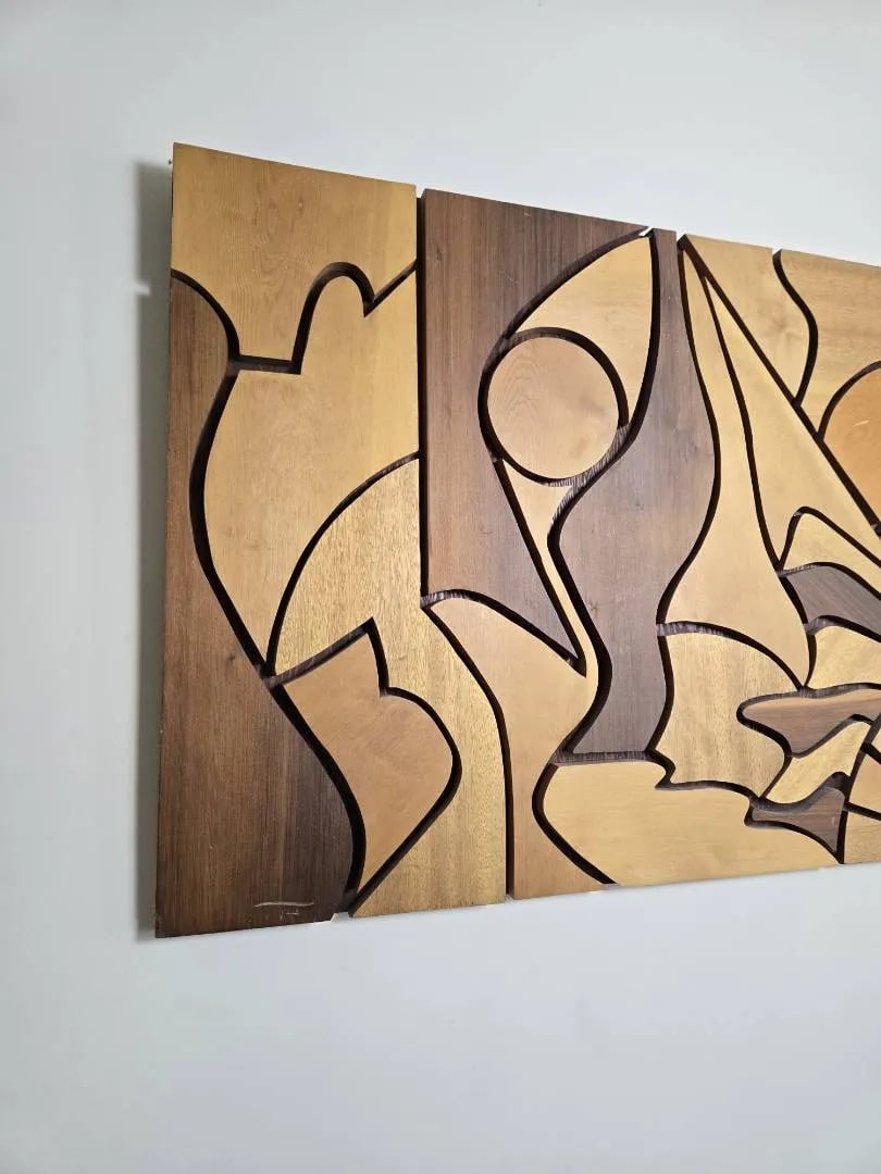 1960s Modernist Abstract Carved Wood Wall Art Sculpture - 2
