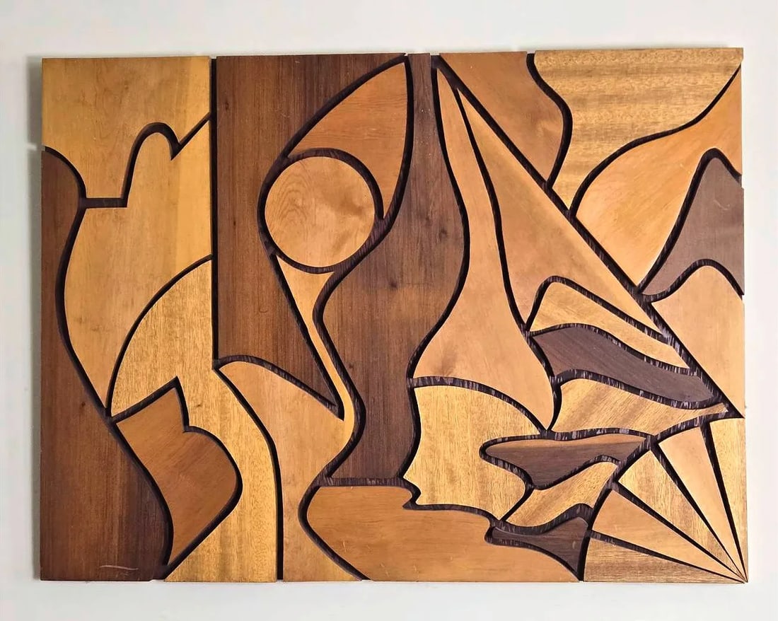 1960s Modernist Abstract Carved Wood Wall Art Sculpture - 7