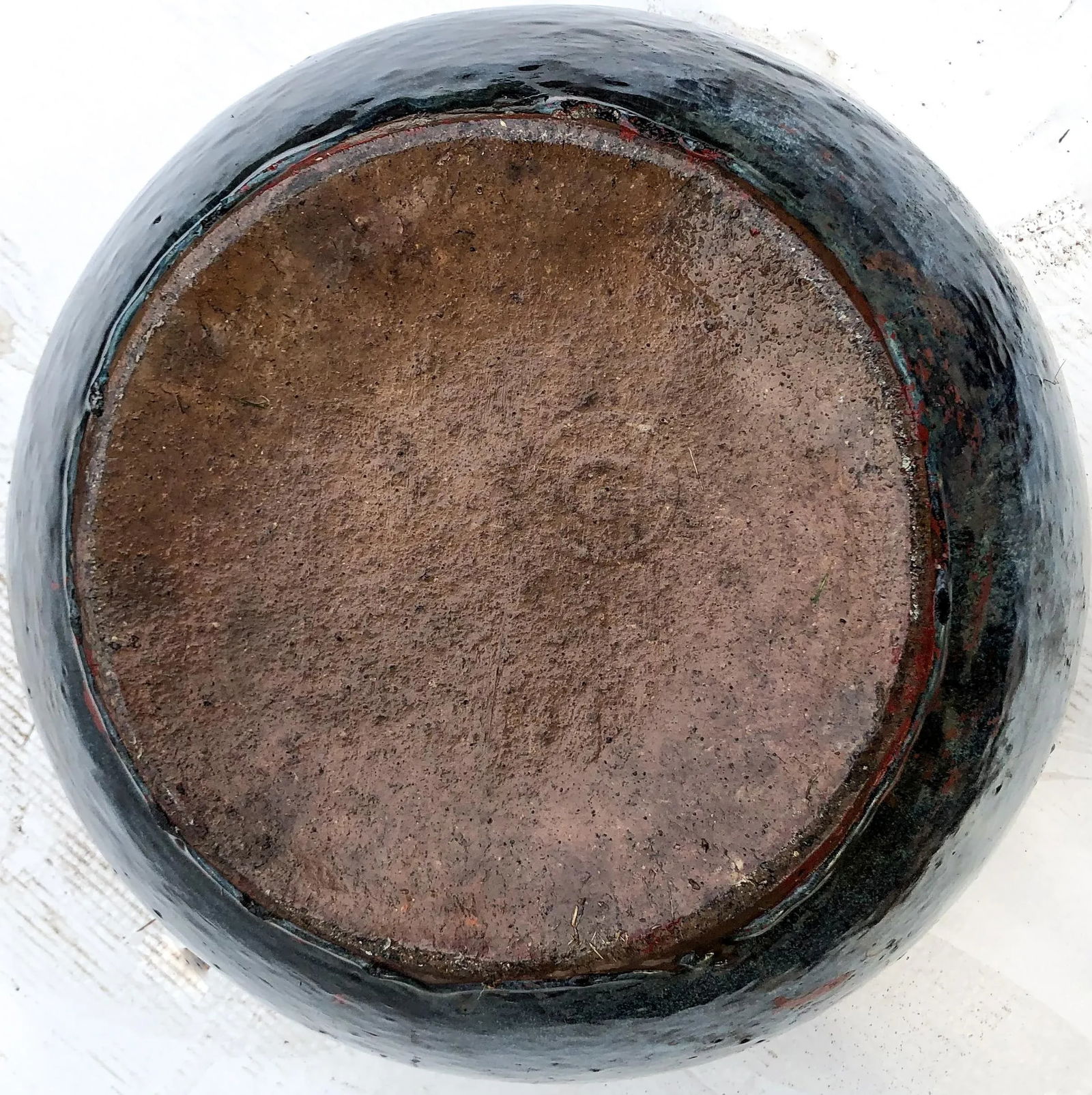 Antique Cobalt Blue Glazed Water Jar Planter - 7