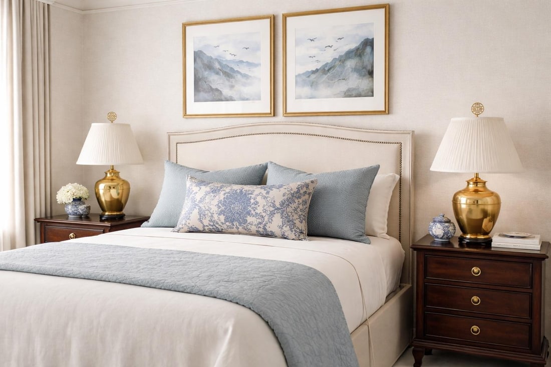 Vintage Brass Ginger Jar Table Lamps With Double Happiness Finials & Original Pleated Shades – - 2