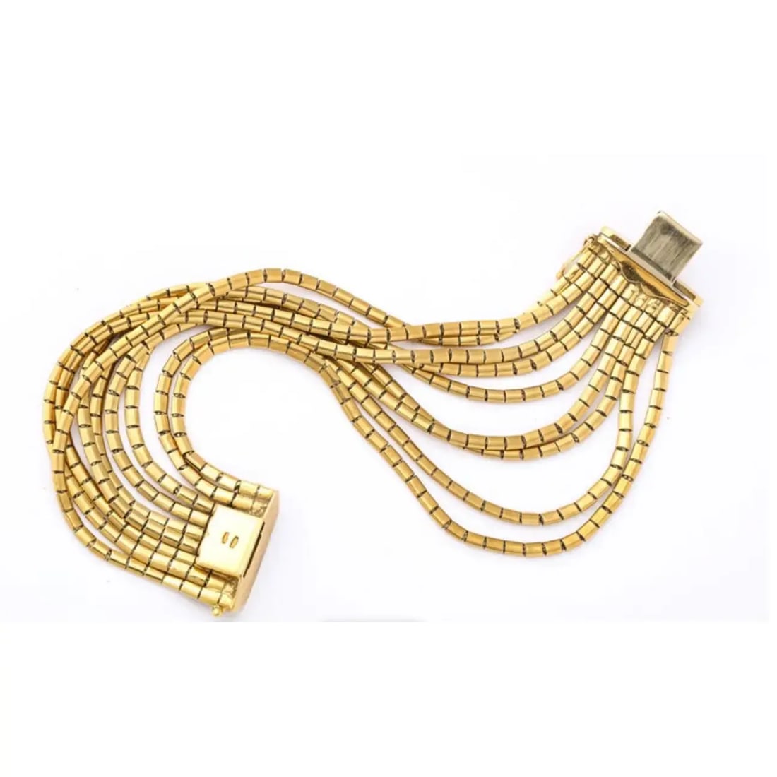 18kt Gold 9 Strand Spaghetti Link Bracelet - 6