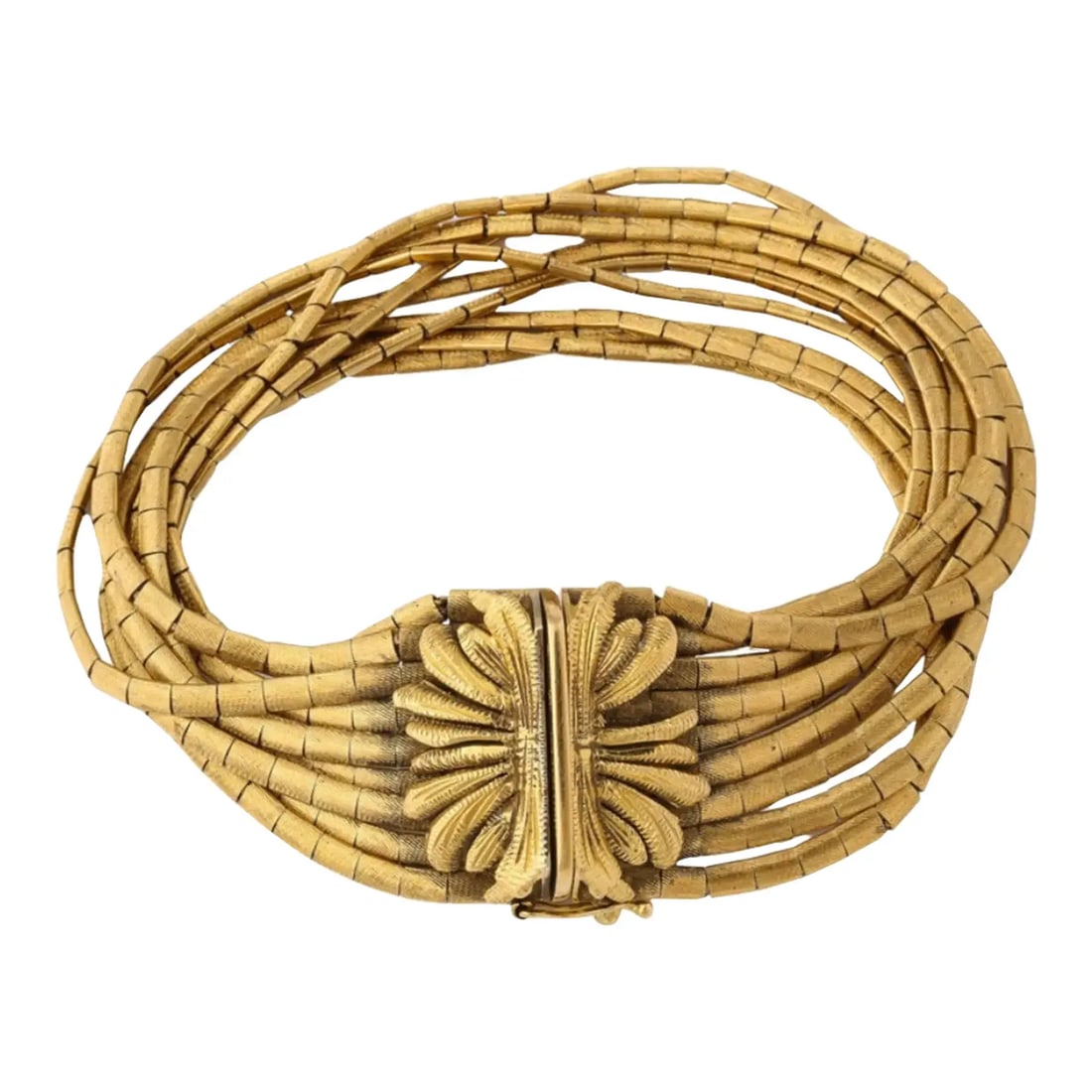 18kt Gold 9 Strand Spaghetti Link Bracelet - 7