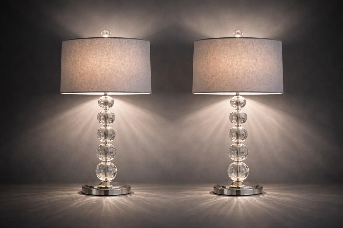 Late 20th Century Hollywood Regency Revival Faceted Column Table Lamps – Pair - 2