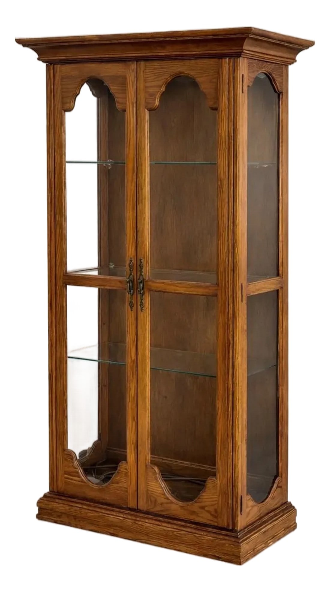 Vintage Harbor House Solid Oak Lighted Curio Cabinet With Glass Sides – Model 9630 – (1 of 12)