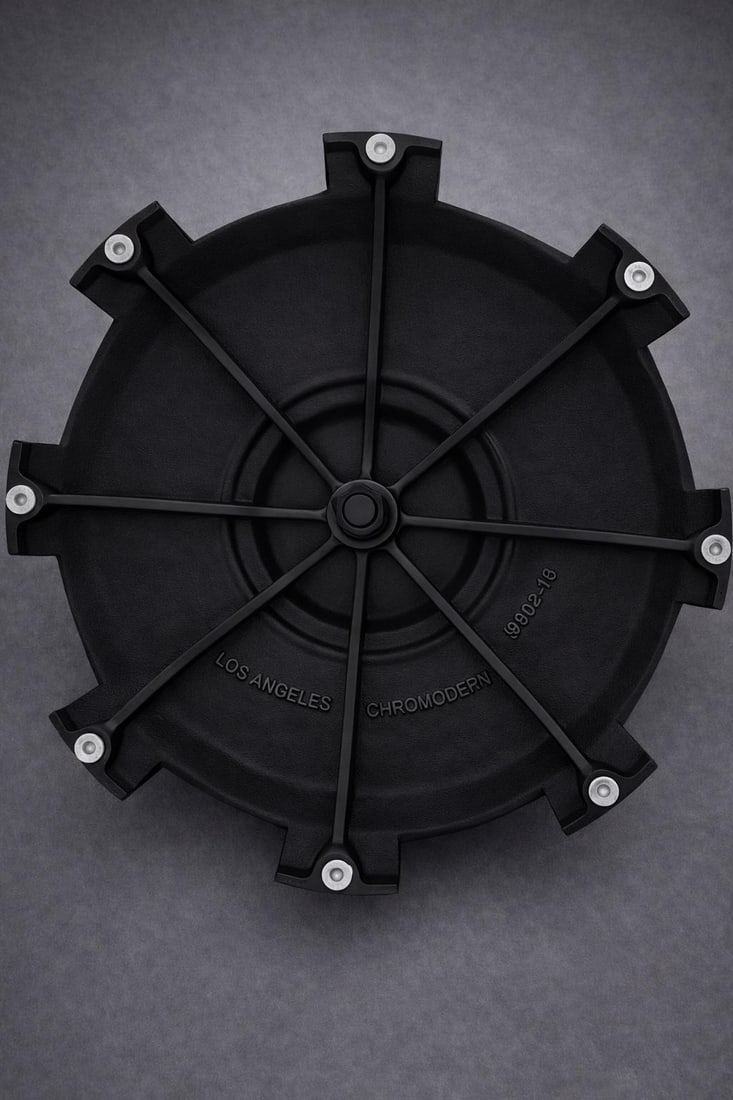 1970s Chromodern Sculptural Swivel Dining Chairs in Matte Black – Set of 6 (Ch084) - 7