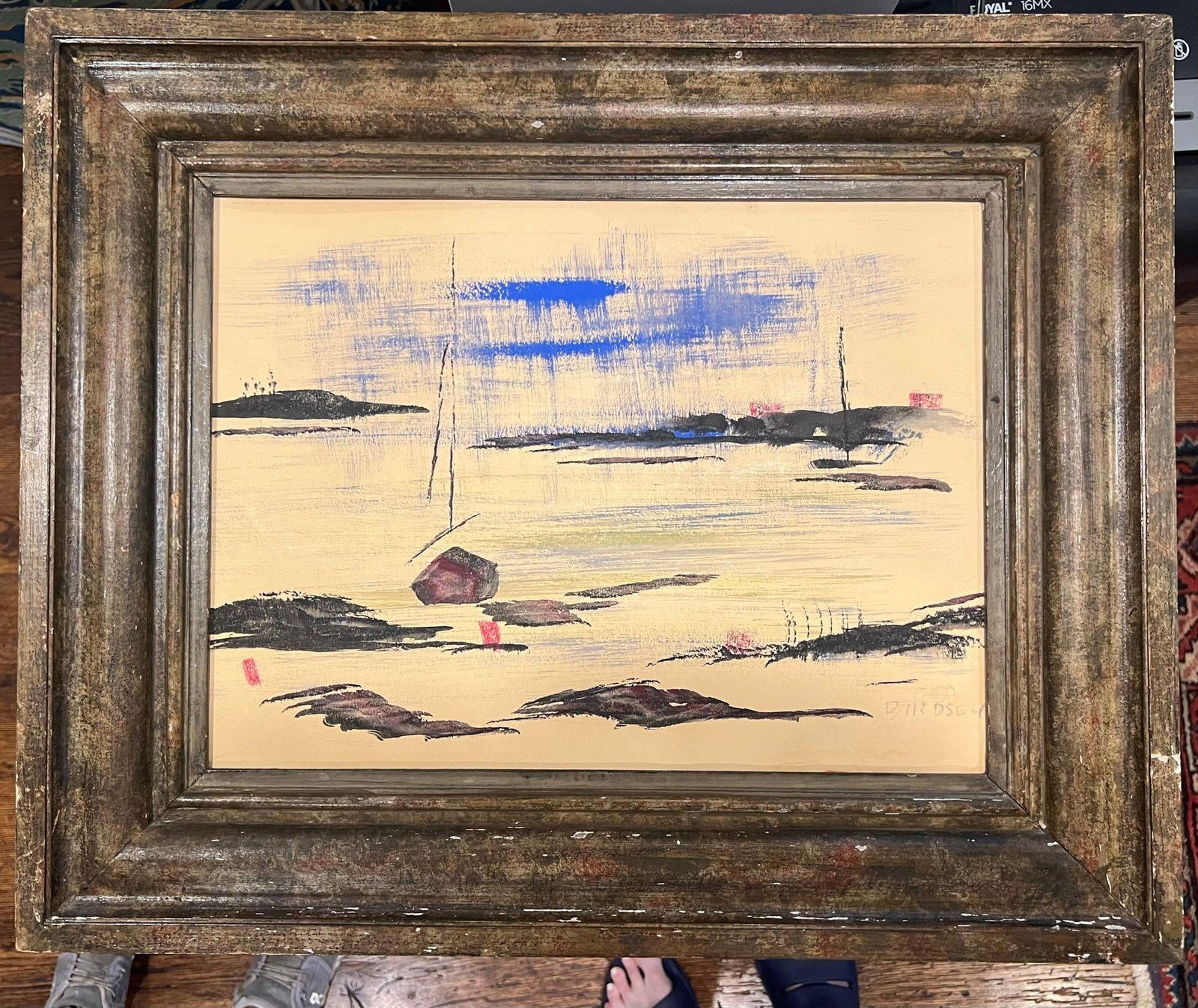 Mid 20th Century Watercolor in Antique Frame, Original, Signed "Birdsey" - 4