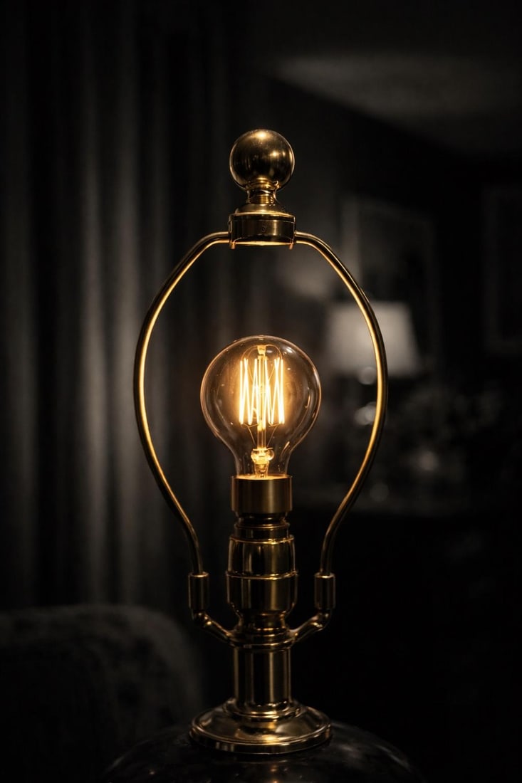 Hollywood Regency Eggplant & Brass Table Lamp With New 17" Shade - 5