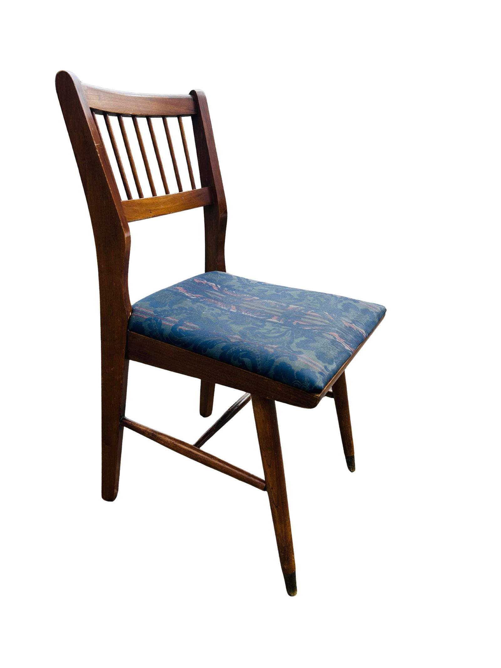 Set of 4 Mid-Century Modern Craddock Dining Chairs – Solid Walnut Spindle Back With Brass - 2