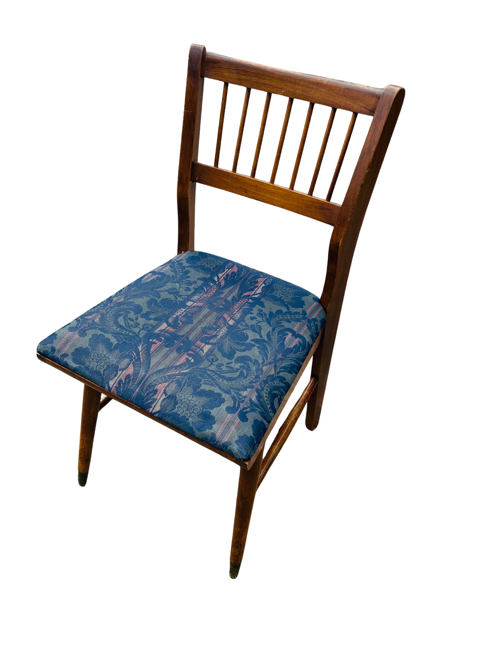 Set of 4 Mid-Century Modern Craddock Dining Chairs – Solid Walnut Spindle Back With Brass - 4