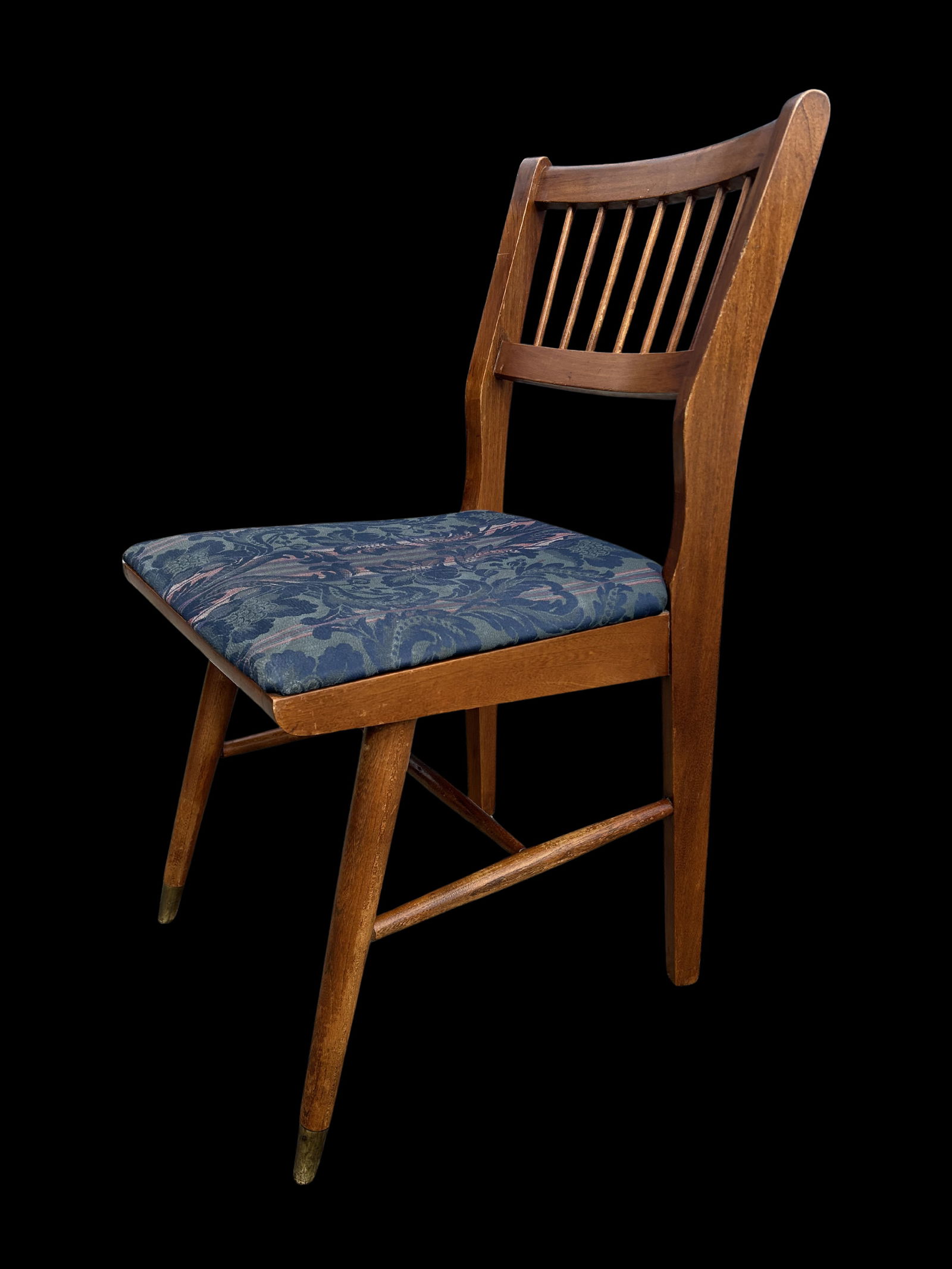 Set of 4 Mid-Century Modern Craddock Dining Chairs – Solid Walnut Spindle Back With Brass - 7