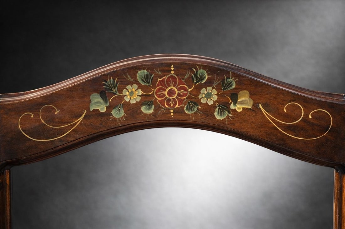 Mid 20th Century Hand-Painted Victorian Revival Cheval Mirror – Solid Wood Freestanding Floor - 3