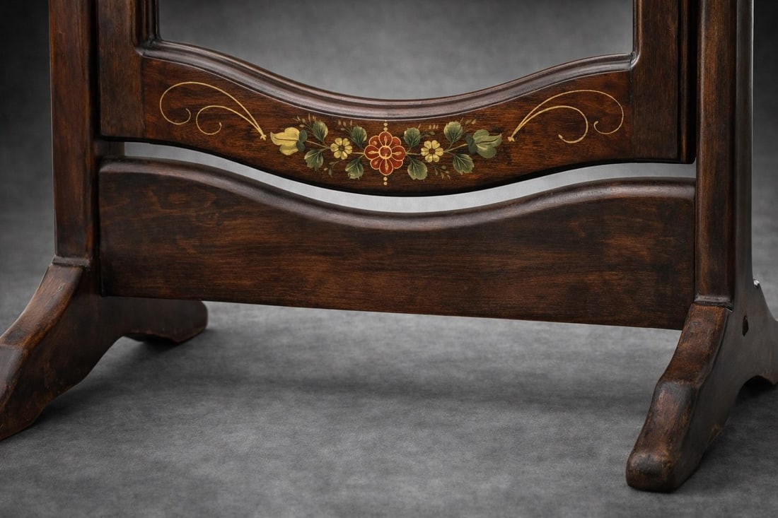 Mid 20th Century Hand-Painted Victorian Revival Cheval Mirror – Solid Wood Freestanding Floor - 6