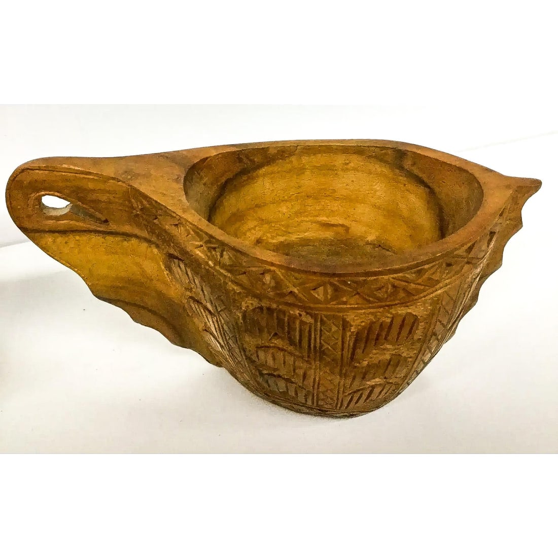 Hand Wood Carved Vintage Ritual Cups - A Pair - 3