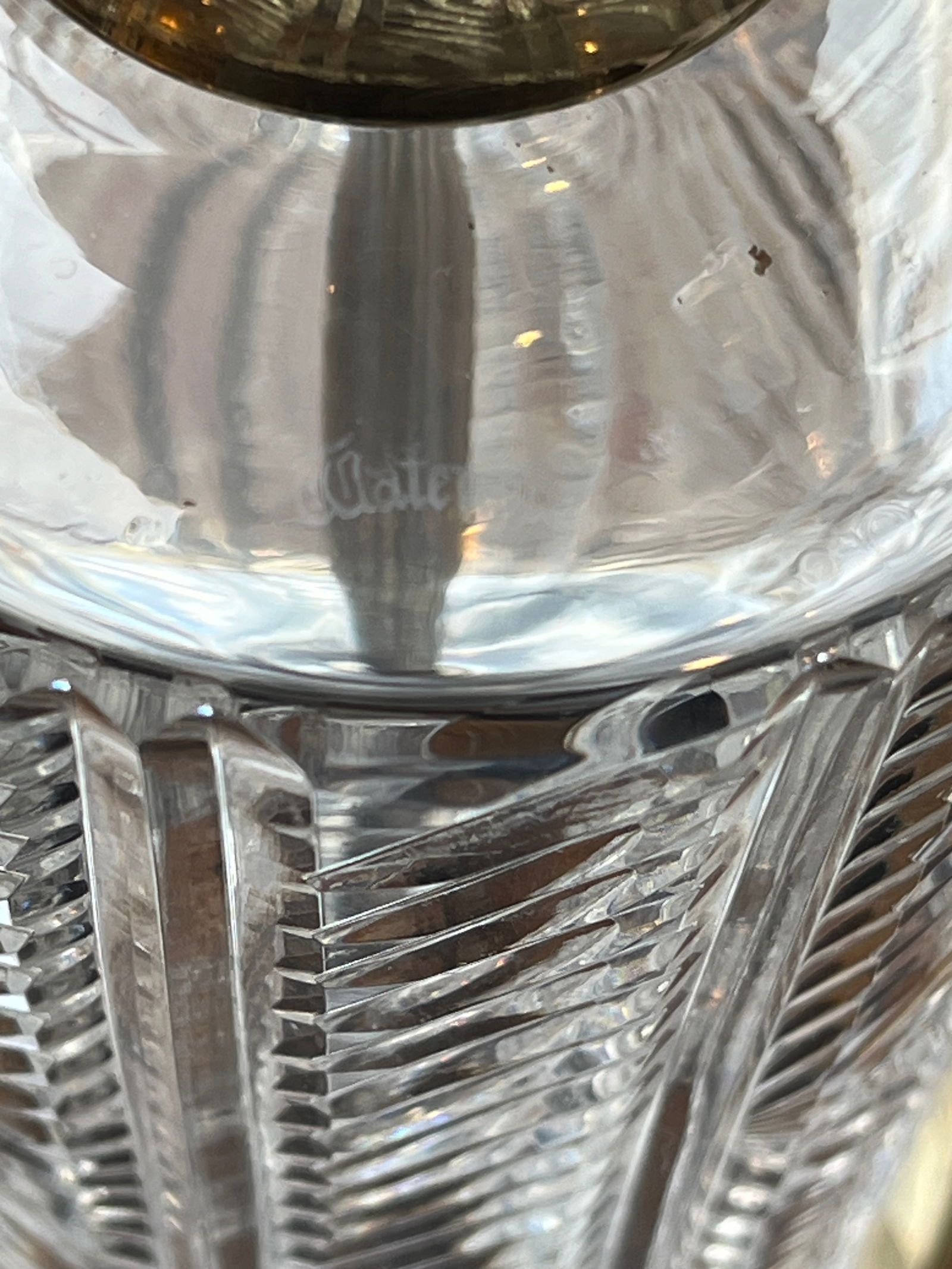 Vintage Waterford Sheila Crystal Table Lamp | 20" Tall | Polished Brass Base - 2