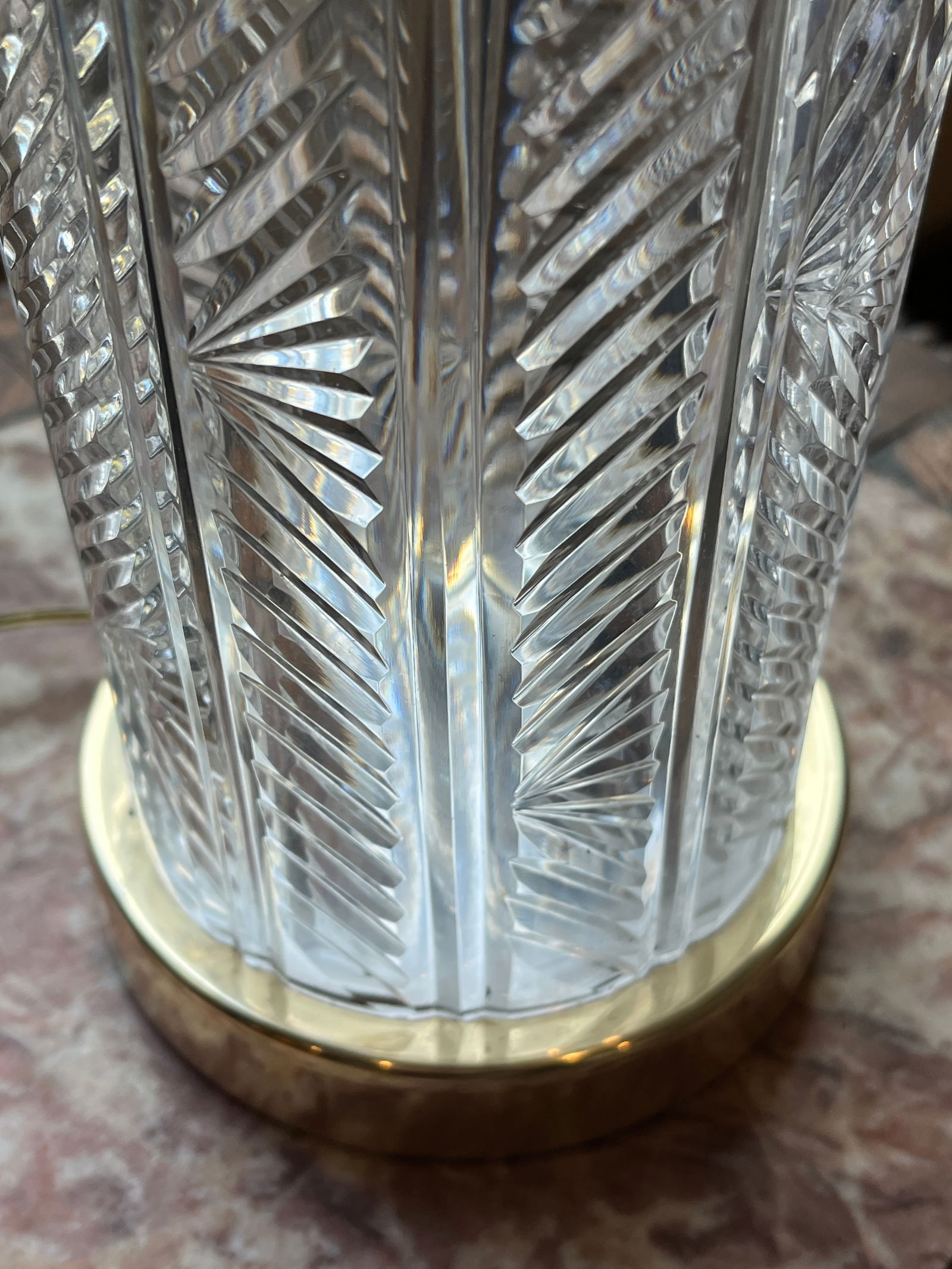 Vintage Waterford Sheila Crystal Table Lamp | 20" Tall | Polished Brass Base - 4