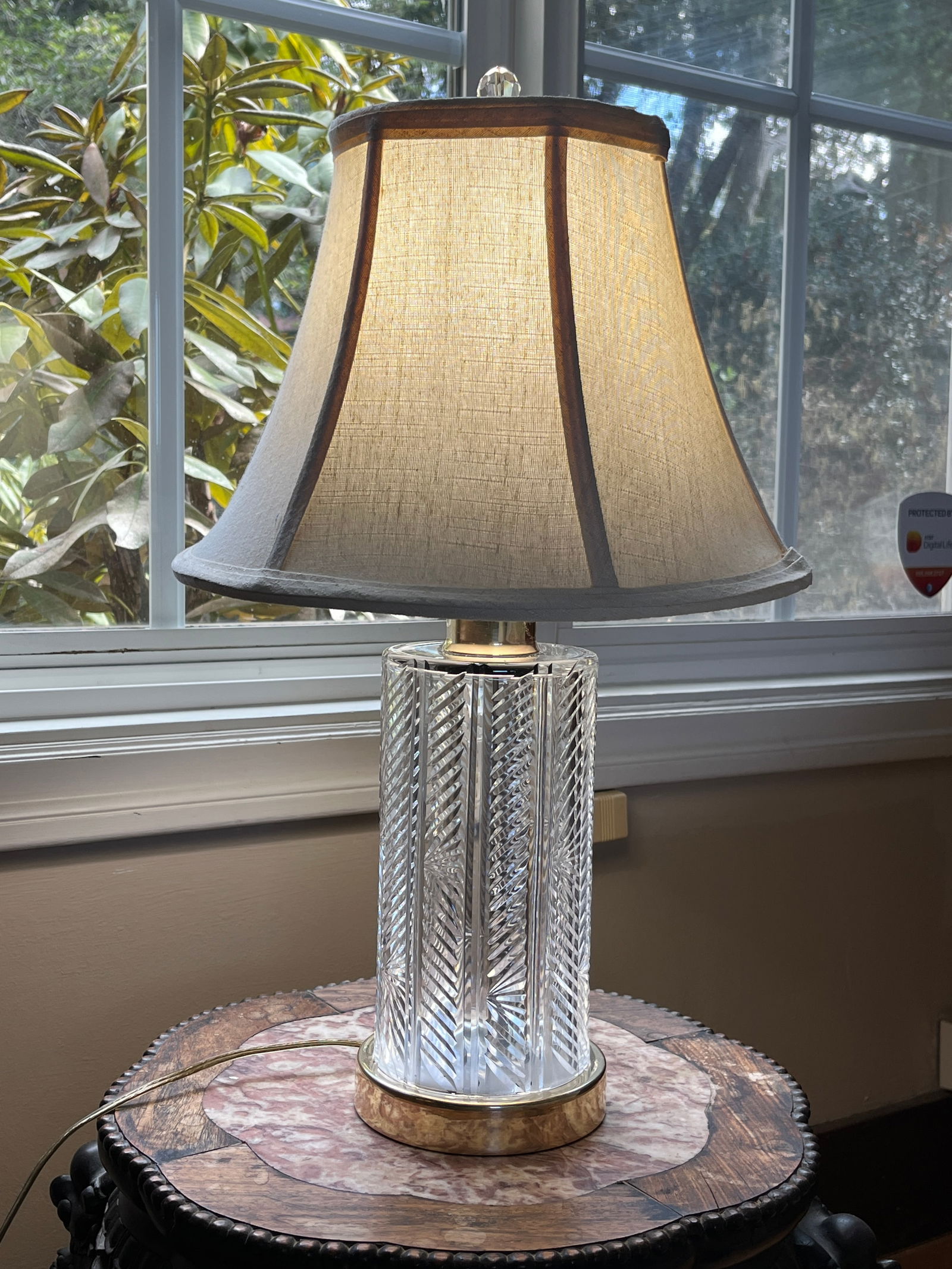 Vintage Waterford Sheila Crystal Table Lamp | 20" Tall | Polished Brass Base - 5