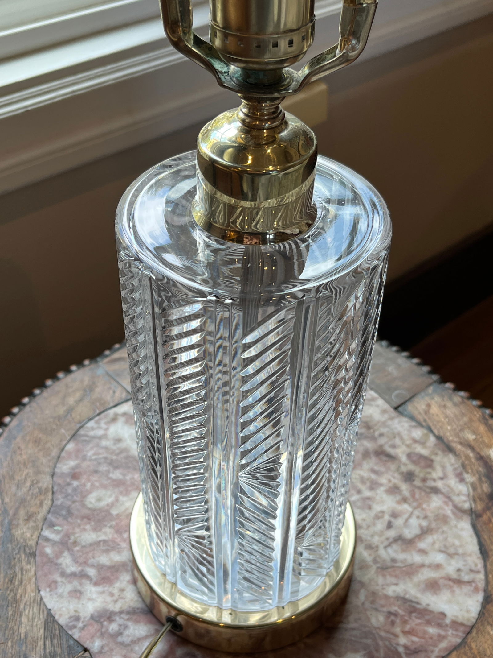 Vintage Waterford Sheila Crystal Table Lamp | 20" Tall | Polished Brass Base - 6