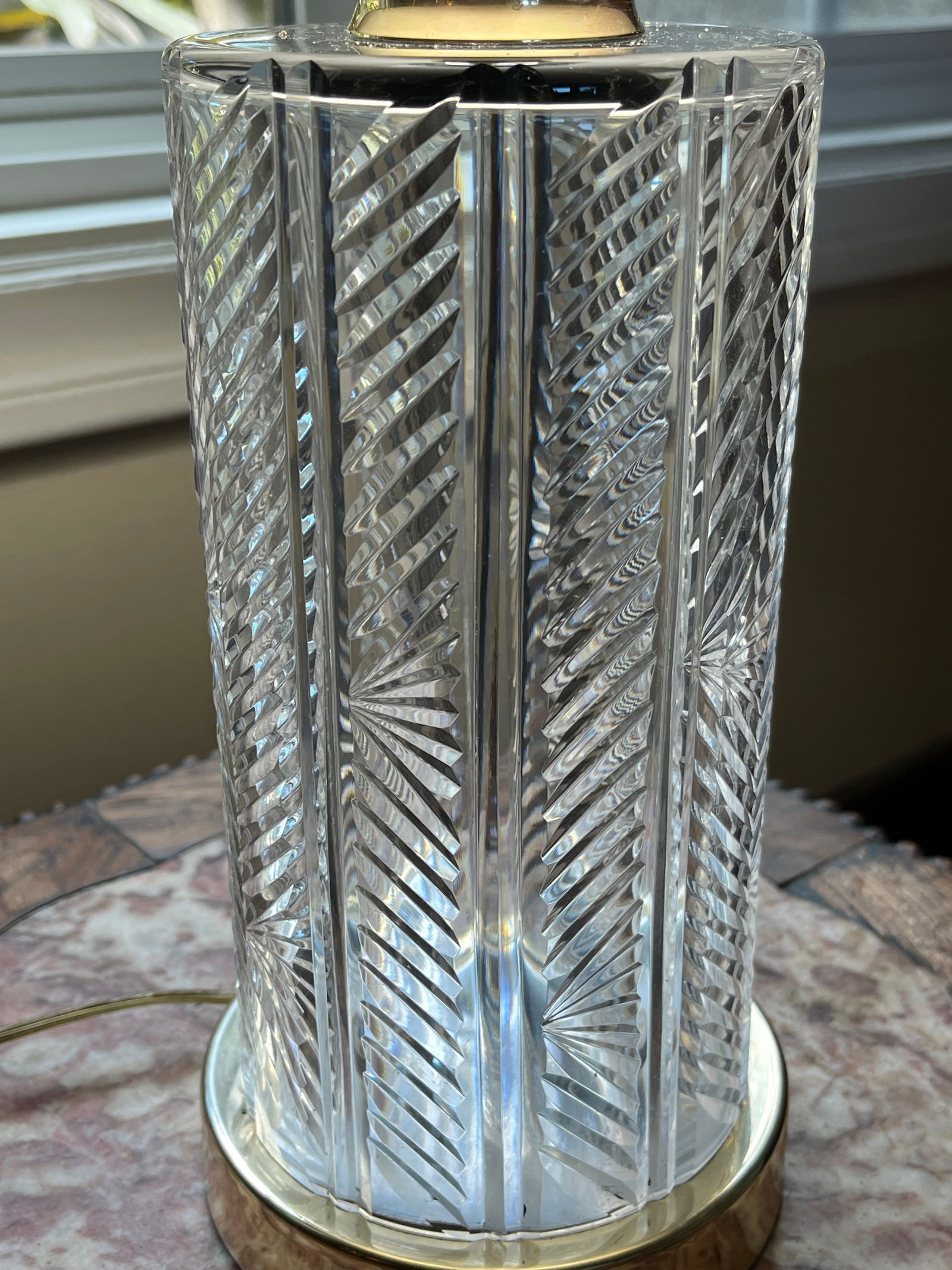 Vintage Waterford Sheila Crystal Table Lamp | 20" Tall | Polished Brass Base - 8