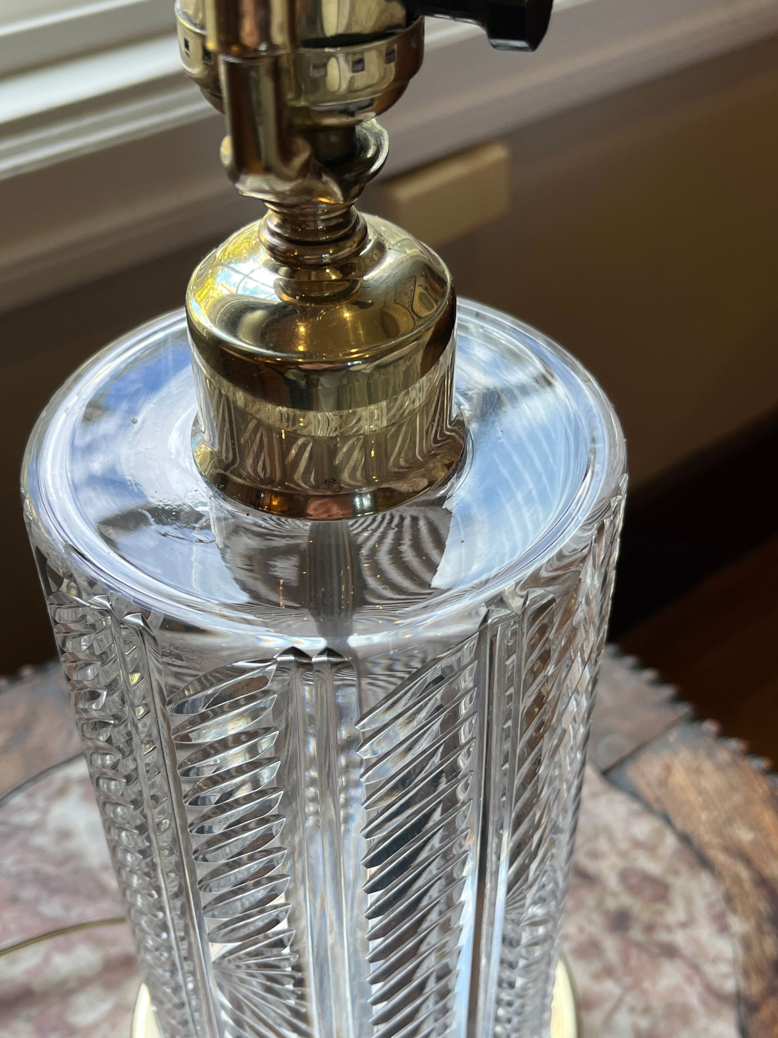 Vintage Waterford Sheila Crystal Table Lamp | 20" Tall | Polished Brass Base - 9
