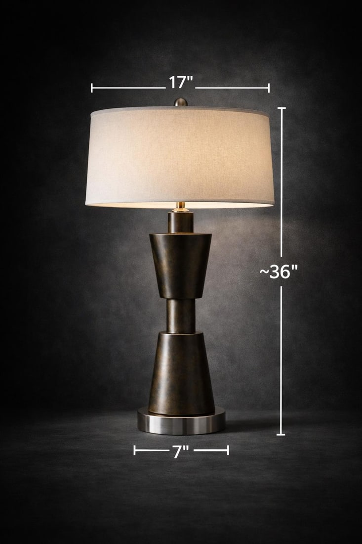 Late 20th Century Large Architectural Brutalist Table Lamp in Aged Bronze Finish – 36"³ - 2