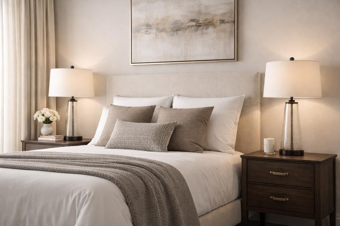 Contemporary Seeded Bubble Glass Table Lamps With Linen Drum Shades - a Pair - 4