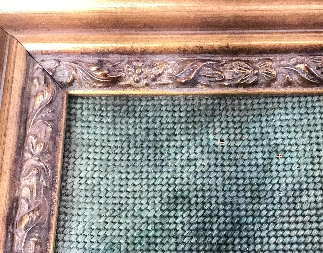 Tiger Head Intricate Needlepoint Victorian Framed Artwork - 11