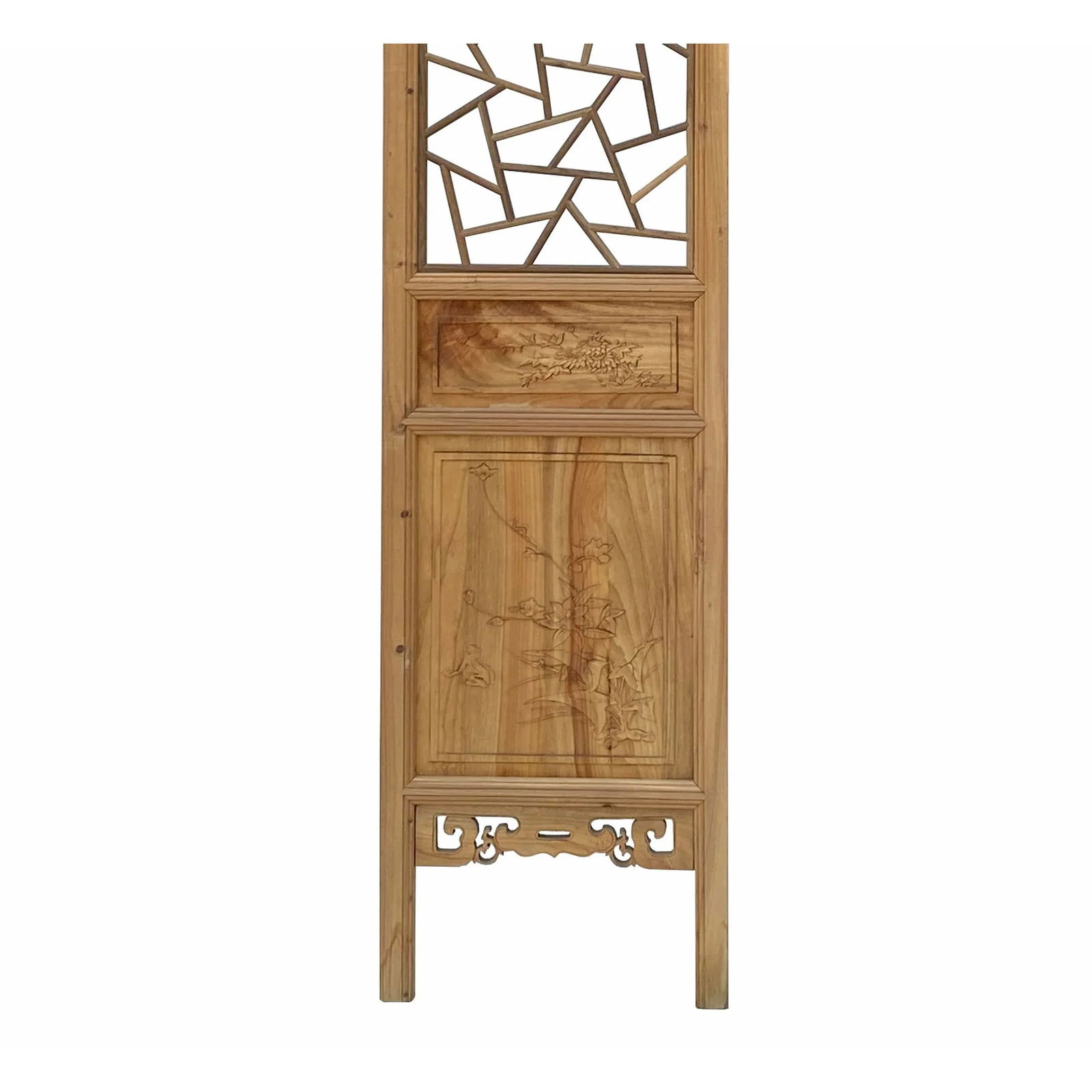 Chinese Lattice Pattern Theme 4 Wood Panel Floor Screen Set - 2