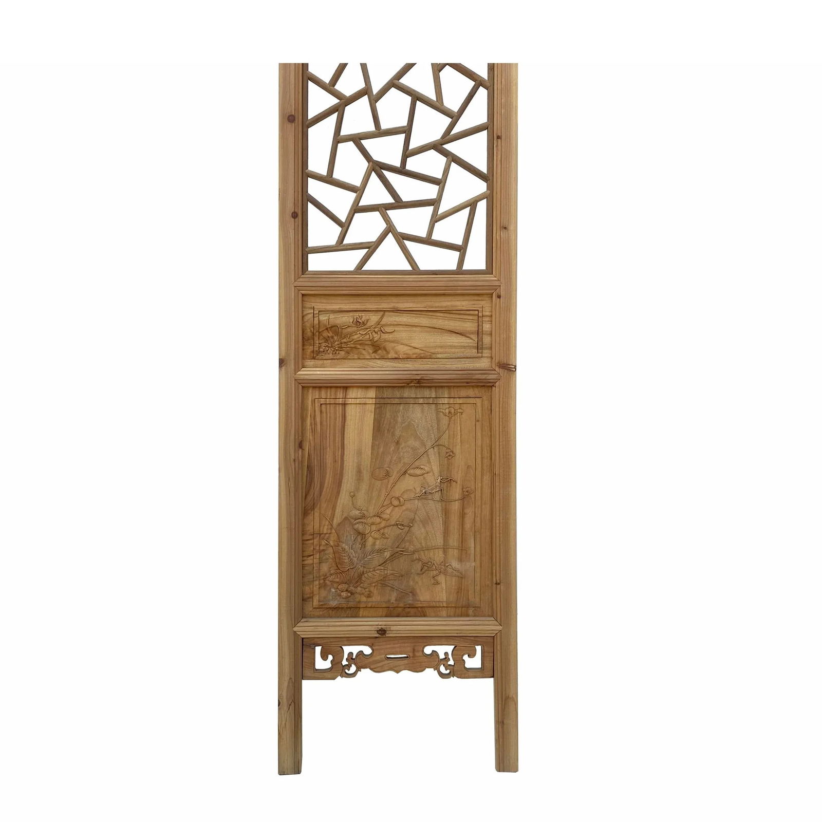 Chinese Lattice Pattern Theme 4 Wood Panel Floor Screen Set - 4