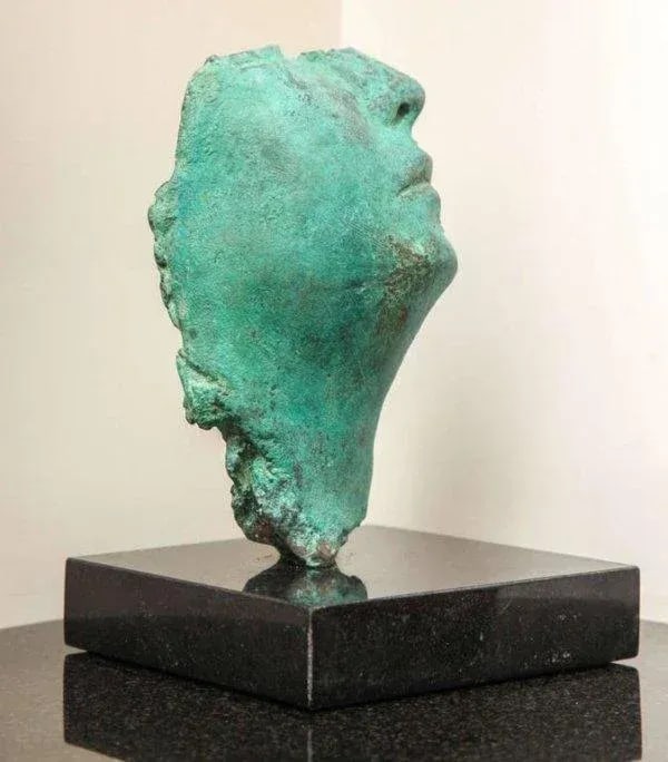2014 "Framento Testa Verde" Figurative Green Cast Bronze Sculpture by Gerald Siciliano - 6