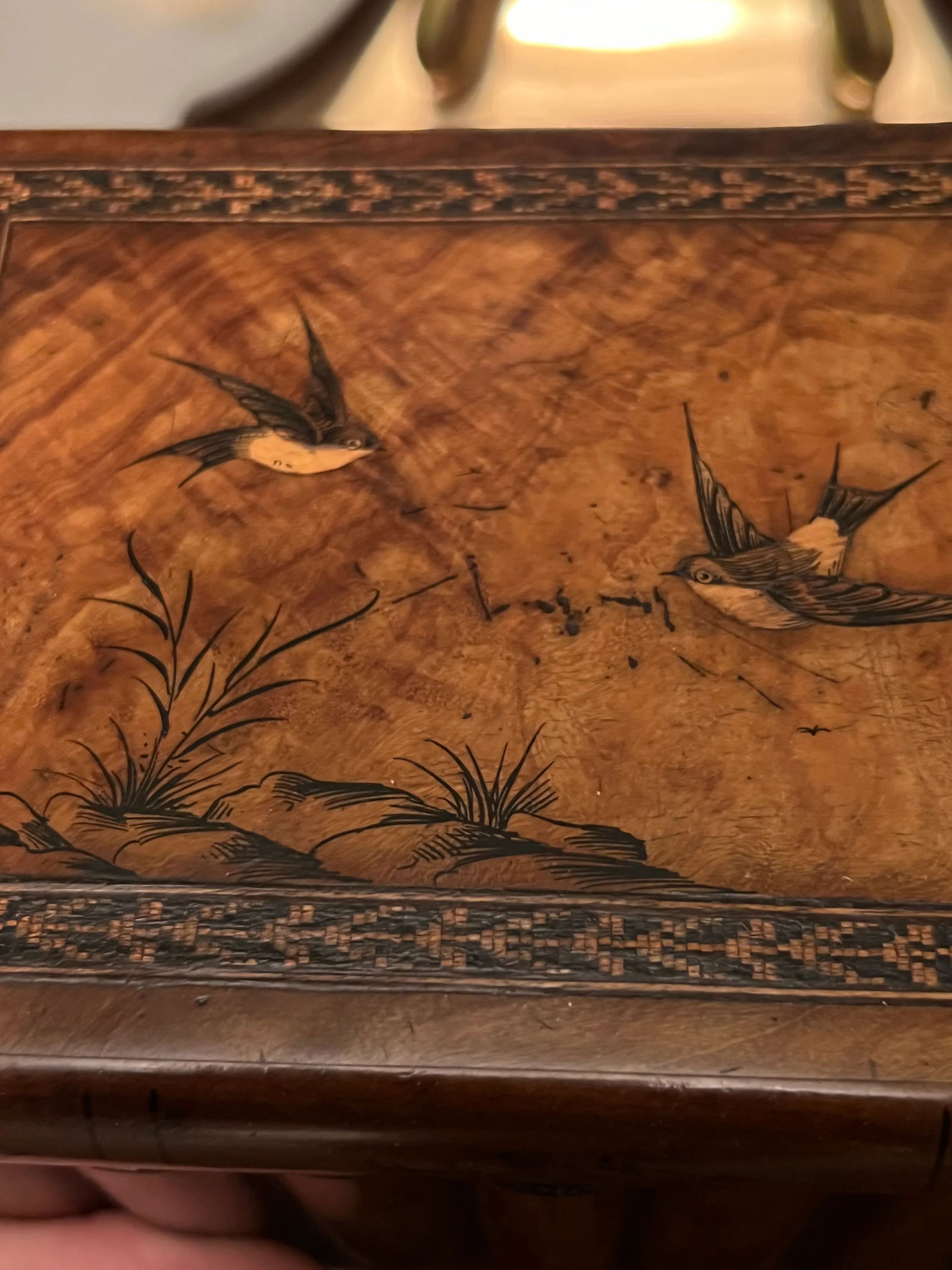 Antique Marquetry Inlaid Faux Book Front "Hidden Storage" Box - 3